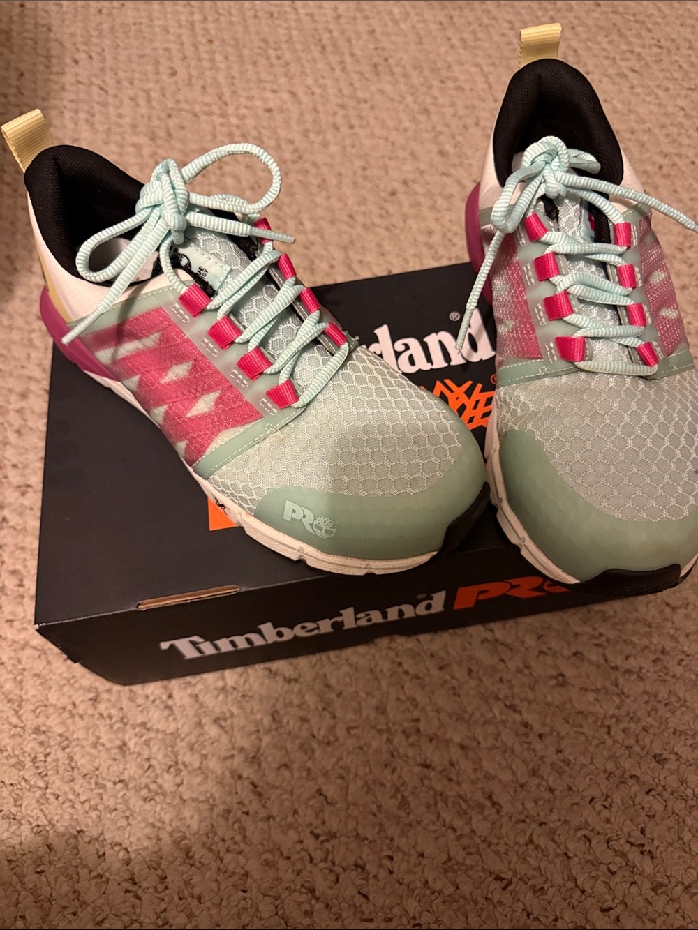 Timberland Mint Green and Pink Sneakers